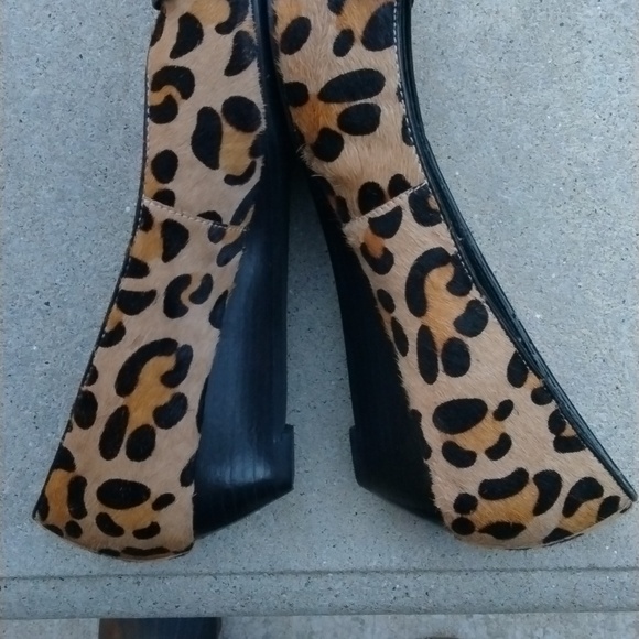 Steve Madden open toe animal print fur wedge shoes size 8.5 - Picture 6 of 11